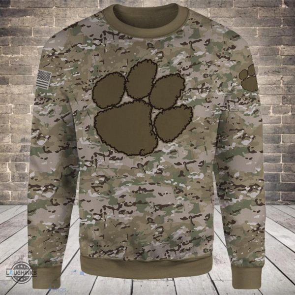 clemson military appreciation sweatshirt tshirt hoodie all over printed clemson football 3d shirts nfl clemson tigers camo style gifts for veterans day laughinks 3