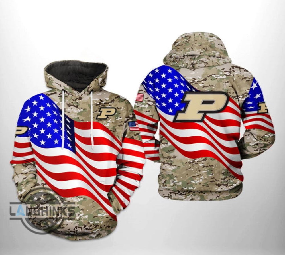 Purdue Camo Sweatshirt Tshirt Hoodie All Over Printed Purdue University Shirts Purdue Boilermakers Ncaa Us Flag Veterans Day Memorial Gift