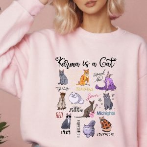 Karma Is A Cat Sweatshirt The Era Cat Sweatshirt Cat Shirt Eras Tour Music Concert Sweater Hoodie Trendy Sweatshirt Womens Cat Sweatshirt Unique revetee 4