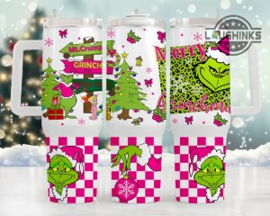 grinch tumbler pink christmas 40oz stainless steel stanley cups christmas movie gift merry grinchmas whoville university travel mugs laughinks 1