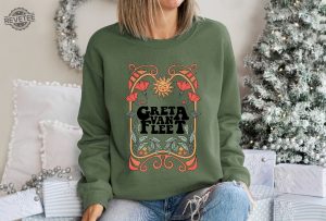 Greta Van Fleet Band Sweatshirt Greta Van Fleet Shirt Vintage Dream In Gold Tour 2023 Floral Retro Greta Van Fleet Music Shirt Funny Sweat Unique revetee 2