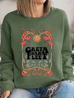 Greta Van Fleet Band Sweatshirt Greta Van Fleet Shirt Vintage Dream In Gold Tour 2023 Floral Retro Greta Van Fleet Music Shirt Funny Sweat Unique revetee 2