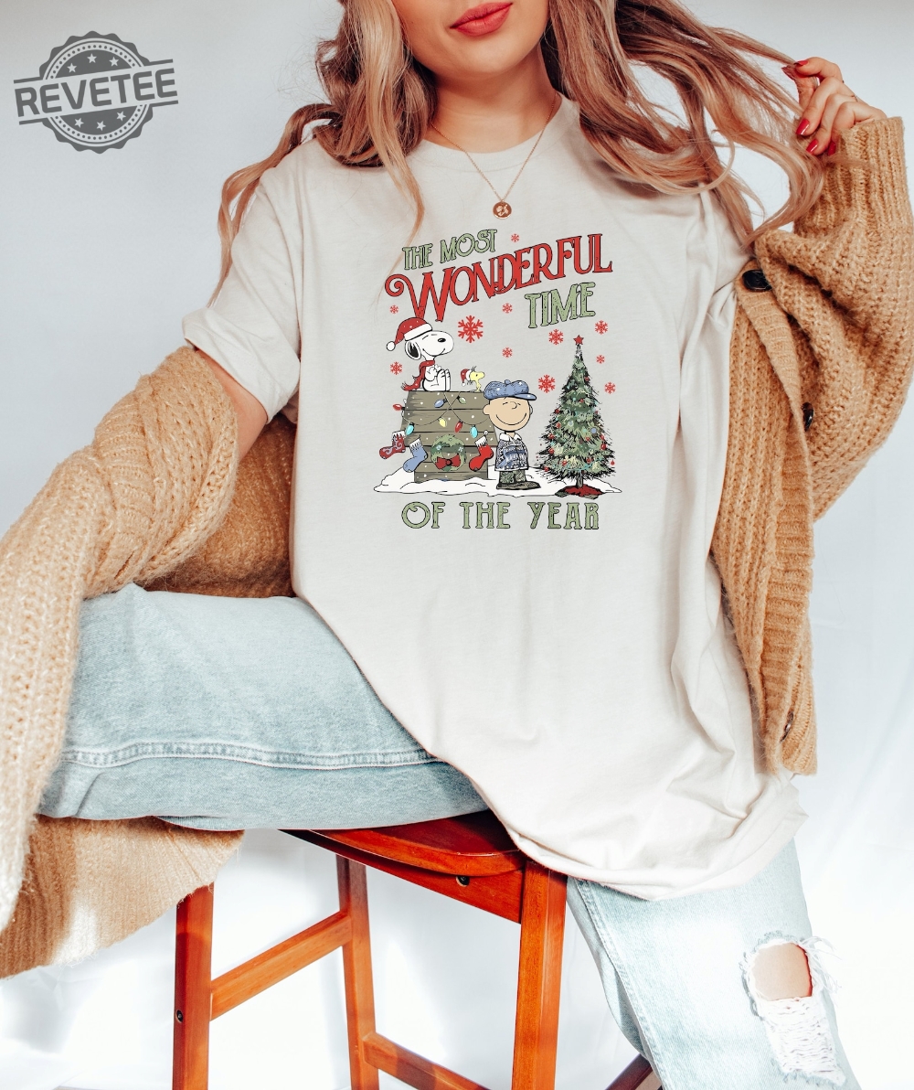 The Most Wonderful Time Of The Year Shirt Charlie And The Snoopy Christmas Shirt Christmas Tree Sweatshirt Christmas Kids Shirt Unique