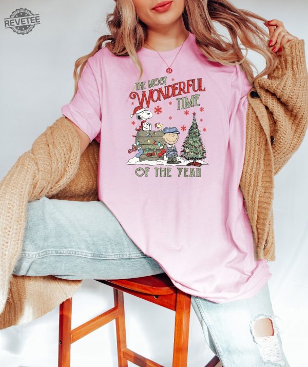 The Most Wonderful Time Of The Year Shirt Charlie And The Snoopy Christmas Shirt Christmas Tree Sweatshirt Christmas Kids Shirt Unique revetee 4