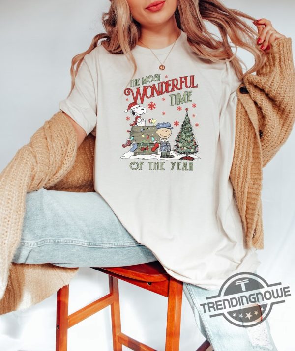 The Most Wonderful Time Of The Year Shirt Charlie And The Snoopy Christmas Shirt Christmas Tree Sweatshirt Christmas Kids Shirt trendingnowe.com 1