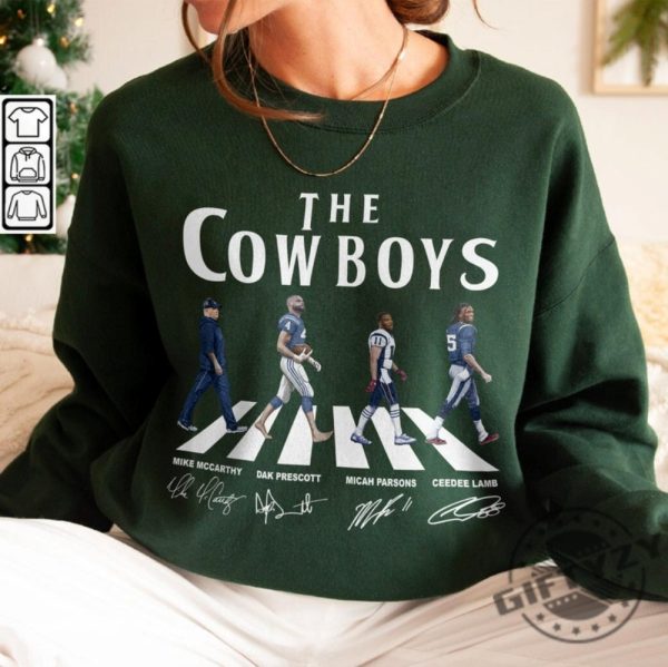 Cowboys Walking Abbey Road Signatures Football Shirt Mike Mccarthy Hoodie Dak Prescott Sweatshirt Micah Parsons Tshirt Ceedee Lamb Dallas Vintage Shirt giftyzy 5
