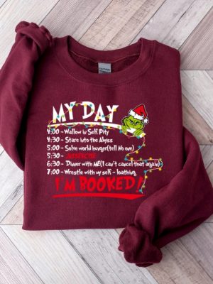 My Day Im Booked Sweatshirt The Grinch Christmas Schedule Sweatshirt Womens Christmas Sweatshirt Grinchmas Shirts Christmas Graphic Tee Unique revetee 2