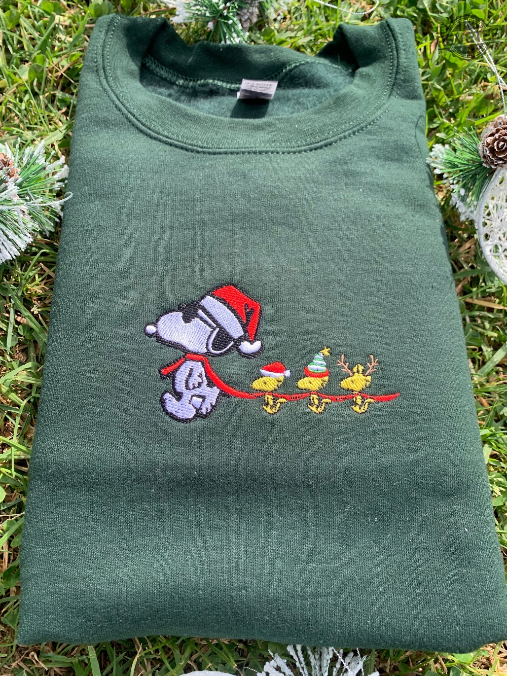 Snoopy Claus Sweatshirt Christmas Unisex Sweatshirt Woodstock Embroidered Sweatshirt Gift Snoopy Embroidered Crewneck Unique