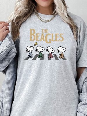 Vintage Snoopy Shirt Abbey Road Inspired Shirt The Beagles Sweatshirt Fall Dogs Shirt Funny Beatles Inspired Apparel Cartoon Sweater Unique revetee 3