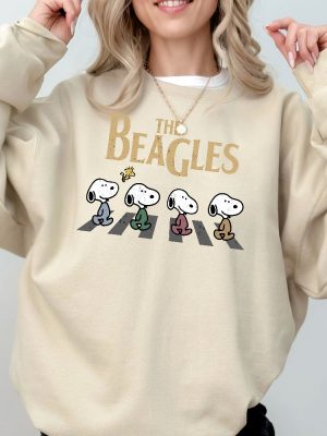 Vintage Snoopy Shirt Abbey Road Inspired Shirt The Beagles Sweatshirt Fall Dogs Shirt Funny Beatles Inspired Apparel Cartoon Sweater Unique revetee 4