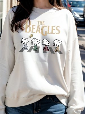 Vintage Snoopy Shirt Abbey Road Inspired Shirt The Beagles Sweatshirt Fall Dogs Shirt Funny Beatles Inspired Apparel Cartoon Sweater Unique revetee 6