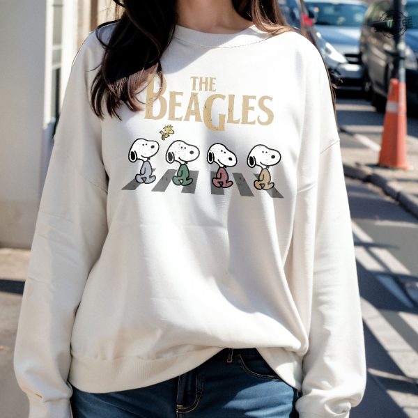 Vintage Snoopy Shirt Abbey Road Inspired Shirt The Beagles Sweatshirt Fall Dogs Shirt Funny Beatles Inspired Apparel Cartoon Sweater Unique revetee 6