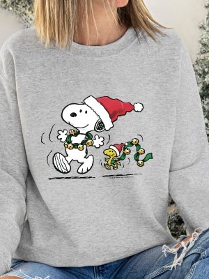 Charlie And The Snoopy Christmas Sweatshirt Christmas Cartoon Dog Sweatshirt Christmas Gift Vintage Sweatshirt Unique revetee 5