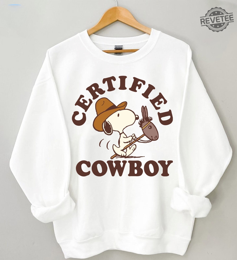 Snoopy Certified Cowboy Sweatshirt Abbey Road Fall Dogs Inspired Shirt Funny Beatles Inspired Dog Lovers Shirt Dog Cowboy Shirt Unique