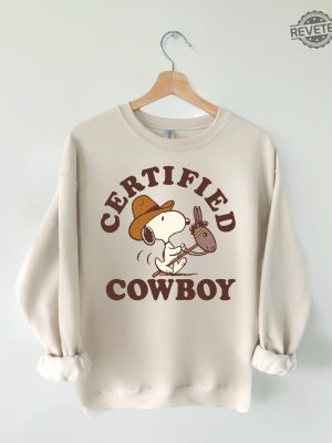 Snoopy Certified Cowboy Sweatshirt Abbey Road Fall Dogs Inspired Shirt Funny Beatles Inspired Dog Lovers Shirt Dog Cowboy Shirt Unique revetee 3