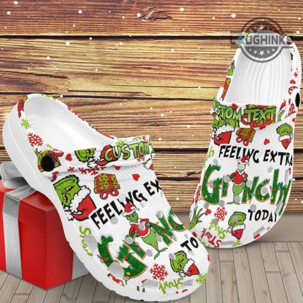 the grinch crocs all over printed feeling extra grinchy today christmas funny clog shoes merry grinchmas face crocs slippers for men women funny xmas gift laughinks 1