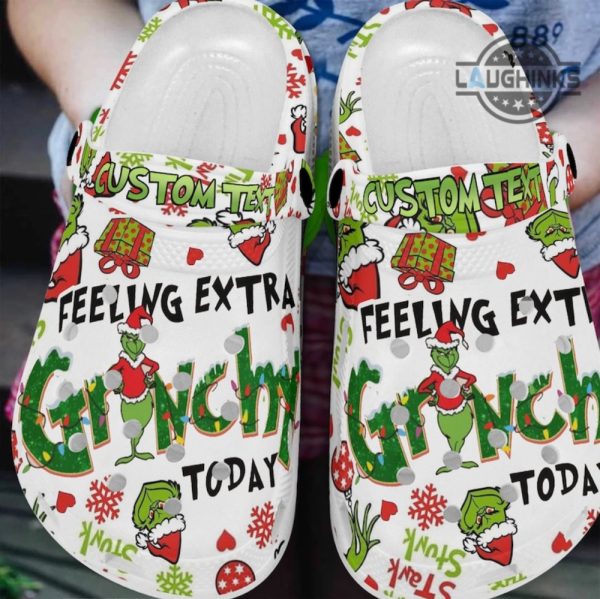 the grinch crocs all over printed feeling extra grinchy today christmas funny clog shoes merry grinchmas face crocs slippers for men women funny xmas gift laughinks 2