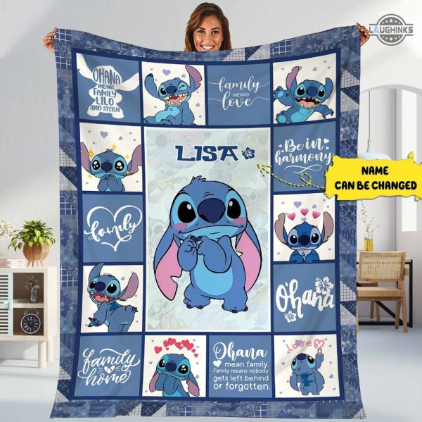lilo and stitch blanket personalized stitch fleece blanket stitch ohana sherpa blanket cute stitch and lilo disney movie lover gift halloween throw blankets laughinks 2