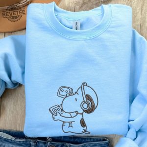 Embroidered Snoopy Music Headphone Crewneck Sweatshirt Embroidered Snoopy Sweater Cool Snoopy Sweater Christmas Gift For Family Unique revetee 2