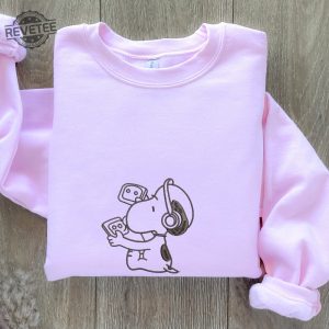 Embroidered Snoopy Music Headphone Crewneck Sweatshirt Embroidered Snoopy Sweater Cool Snoopy Sweater Christmas Gift For Family Unique revetee 3