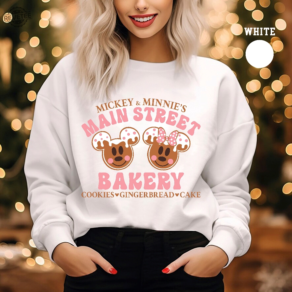 Mickey And Minnie Main Street Bakery Sweatshirt Christmas Gingerbread Sweatshirt Disney Christmas Cookies Shirt Disney Winter Sweatshirt Unique