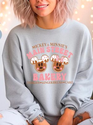 Mickey And Minnie Main Street Bakery Sweatshirt Christmas Gingerbread Sweatshirt Disney Christmas Cookies Shirt Disney Winter Sweatshirt Unique revetee 3