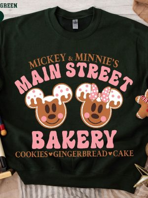 Mickey And Minnie Main Street Bakery Sweatshirt Christmas Gingerbread Sweatshirt Disney Christmas Cookies Shirt Disney Winter Sweatshirt Unique revetee 4