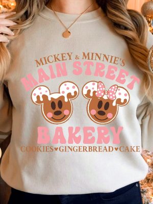 Mickey And Minnie Main Street Bakery Sweatshirt Christmas Gingerbread Sweatshirt Disney Christmas Cookies Shirt Disney Winter Sweatshirt Unique revetee 5