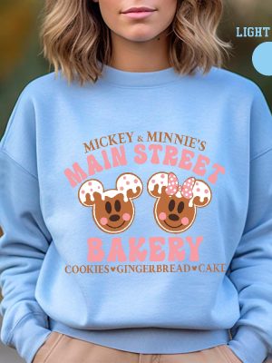 Mickey And Minnie Main Street Bakery Sweatshirt Christmas Gingerbread Sweatshirt Disney Christmas Cookies Shirt Disney Winter Sweatshirt Unique revetee 6