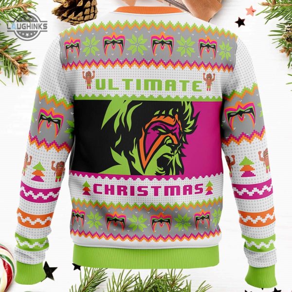 ultimate warrior ugly christmas sweater all over printed pro wrestling xmas artificial wool sweatshirt wrestler wwe the ultimate warrior christmas jumper laughinks 2