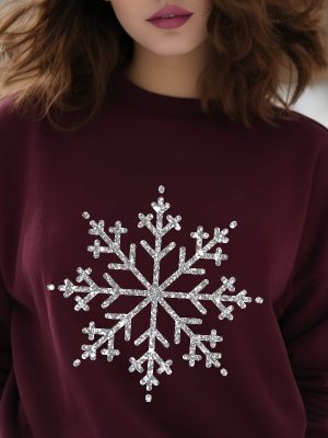 Snowflake Sweatshirt Christmas Sweatshirt Women Holiday Shirt Silver Snowflake Graphic Sweater Snow Sweatshirt Christmas Gift Sweater Unique revetee 2