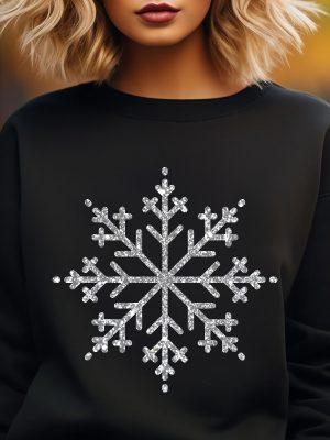 Snowflake Sweatshirt Christmas Sweatshirt Women Holiday Shirt Silver Snowflake Graphic Sweater Snow Sweatshirt Christmas Gift Sweater Unique revetee 3