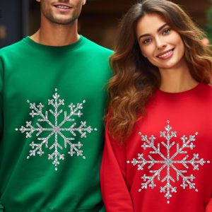 Snowflake Sweatshirt Christmas Sweatshirt Women Holiday Shirt Silver Snowflake Graphic Sweater Snow Sweatshirt Christmas Gift Sweater Unique revetee 4