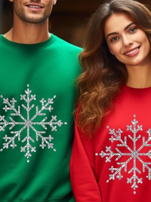 Snowflake Sweatshirt Christmas Sweatshirt Women Holiday Shirt Silver Snowflake Graphic Sweater Snow Sweatshirt Christmas Gift Sweater Unique revetee 4