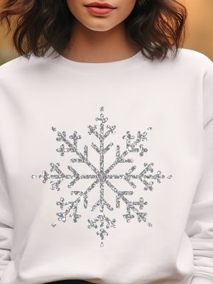 Snowflake Sweatshirt Christmas Sweatshirt Women Holiday Shirt Silver Snowflake Graphic Sweater Snow Sweatshirt Christmas Gift Sweater Unique revetee 5