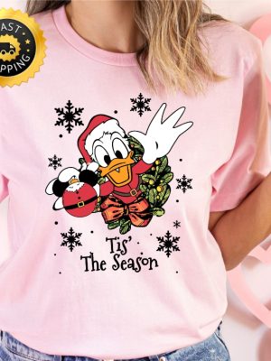 Disney Donald Duck Tis The Season Xmas Shirt Mickey And Friends Very Merry Xmas Party 2023 Two Sided Shirt Disney Xmas Family Vacation Tee Unique revetee 2