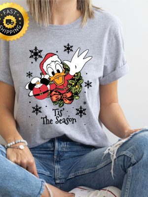 Disney Donald Duck Tis The Season Xmas Shirt Mickey And Friends Very Merry Xmas Party 2023 Two Sided Shirt Disney Xmas Family Vacation Tee Unique revetee 3