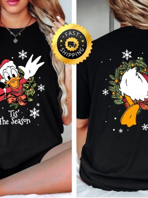 Disney Donald Duck Tis The Season Xmas Shirt Mickey And Friends Very Merry Xmas Party 2023 Two Sided Shirt Disney Xmas Family Vacation Tee Unique revetee 4