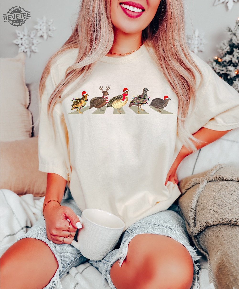 Christmas Quails Sweatshirt Quail Birds Christmas Shirt For Hunter Funny Birds Christmas Sweatshirt Santa Quail Christmas Shirt Men Shirt Unique