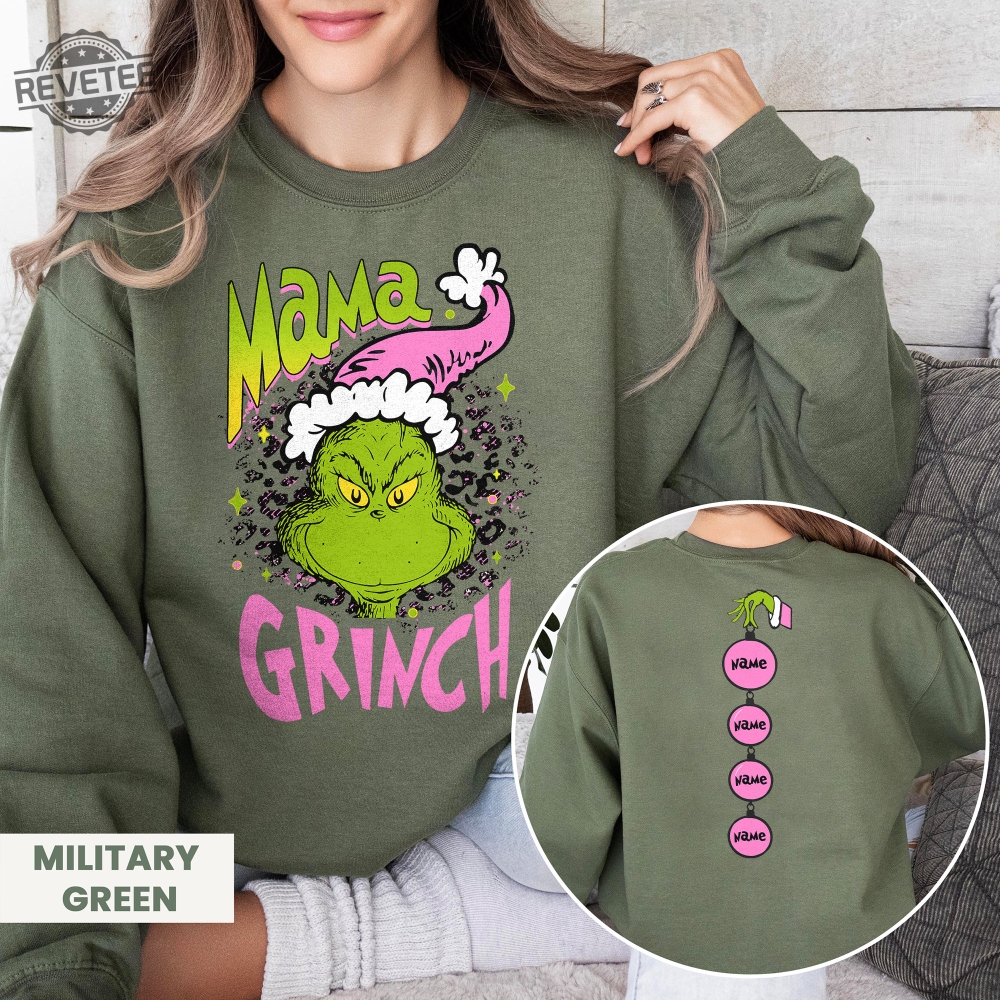 Personalized Mama Grinch Shirt Christmas Kids Names Custom Family Christmas Shirt Christmas Mother Gift Mama Christmas Gift Tee Shirt Unique