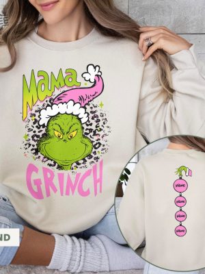 Personalized Mama Grinch Shirt Christmas Kids Names Custom Family Christmas Shirt Christmas Mother Gift Mama Christmas Gift Tee Shirt Unique revetee 2