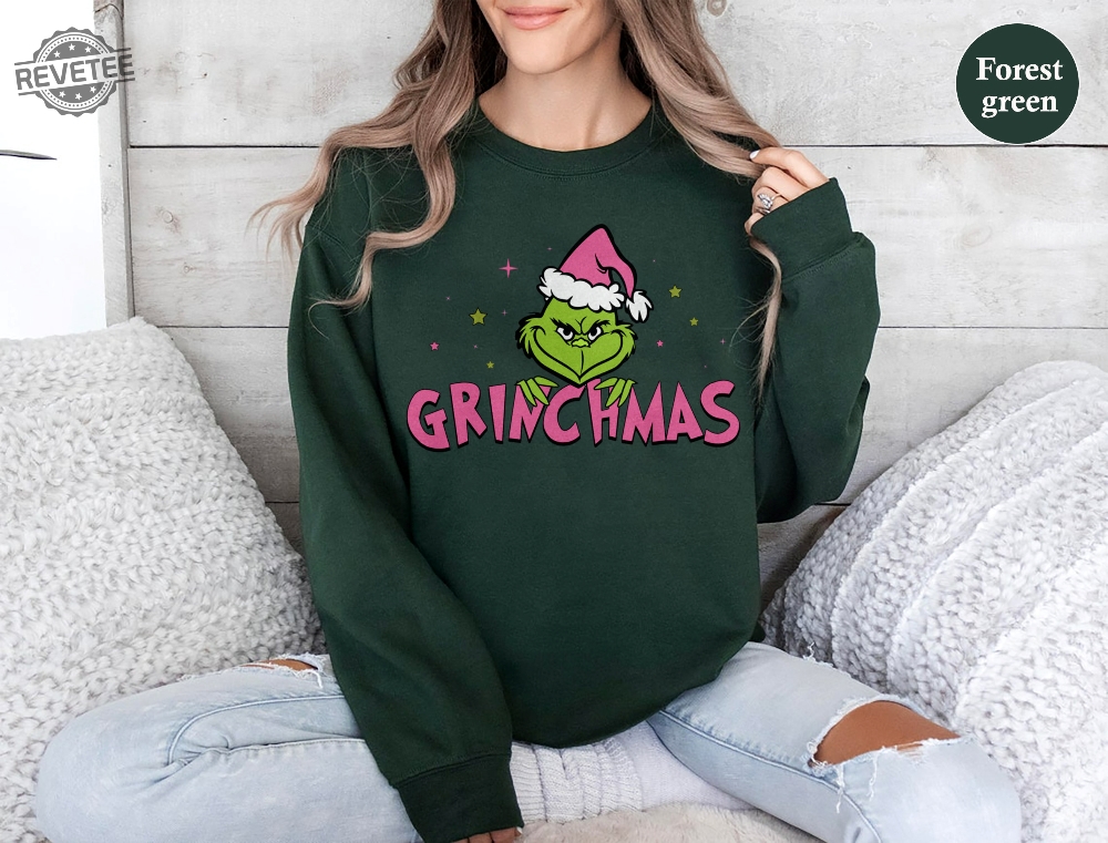 Grinchmas Pink Sweatshirt Grinch Tour Sweatshirt Grinch Christmas Sweatshirt Merry Grinchmas Shirt Pink Christmas Sweatshirt Unique