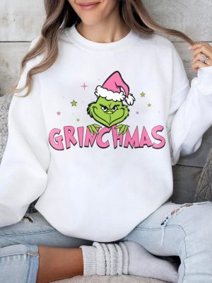 Grinchmas Pink Sweatshirt Grinch Tour Sweatshirt Grinch Christmas Sweatshirt Merry Grinchmas Shirt Pink Christmas Sweatshirt Unique revetee 3