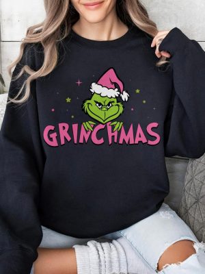 Grinchmas Pink Sweatshirt Grinch Tour Sweatshirt Grinch Christmas Sweatshirt Merry Grinchmas Shirt Pink Christmas Sweatshirt Unique revetee 4