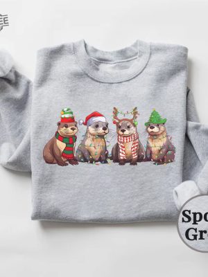 Otters Christmas Lights Sweatshirt Otters Merry Christmas Shirt Otter Lover Xmas T Shirt Sea Animal Christmas Crewneck Christmas Gifts Unique revetee 5