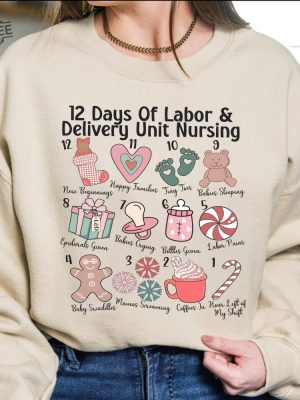 12 Days Of Labor And Delivery Unit Nursing Shirt Ld Nurse Group Holiday Party Shirt Ld Nurse Christmas Shirt Labor And Delivery Gifts Unique revetee 3