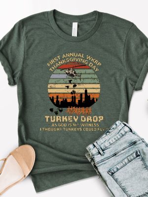 Funny Thanksgiving T Shirt Wkrp Turkey Drop T Shirt Thanksgiving Party Tees First Annual Wkrp Shirt Thanksgiving Day Gift Family Outfit Unique revetee 3