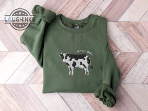 moody cow sweatshirt tshirt hoodie embroidered cattle funny shirts moooody cow crewneck sweater gift for cow lovers cottage farm animal embroidery laughinks 1