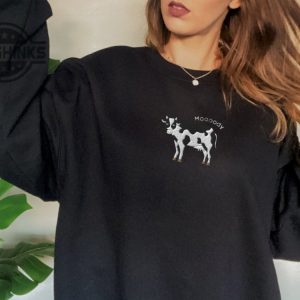 moody cow sweatshirt tshirt hoodie embroidered cattle funny shirts moooody cow crewneck sweater gift for cow lovers cottage farm animal embroidery laughinks 2