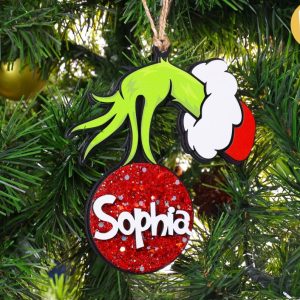the grinch christmas tree decorations personalized grinch hand ornaments custom name grinch face grinch heart wooden ornament grinchmas xmas gift laughinks 2